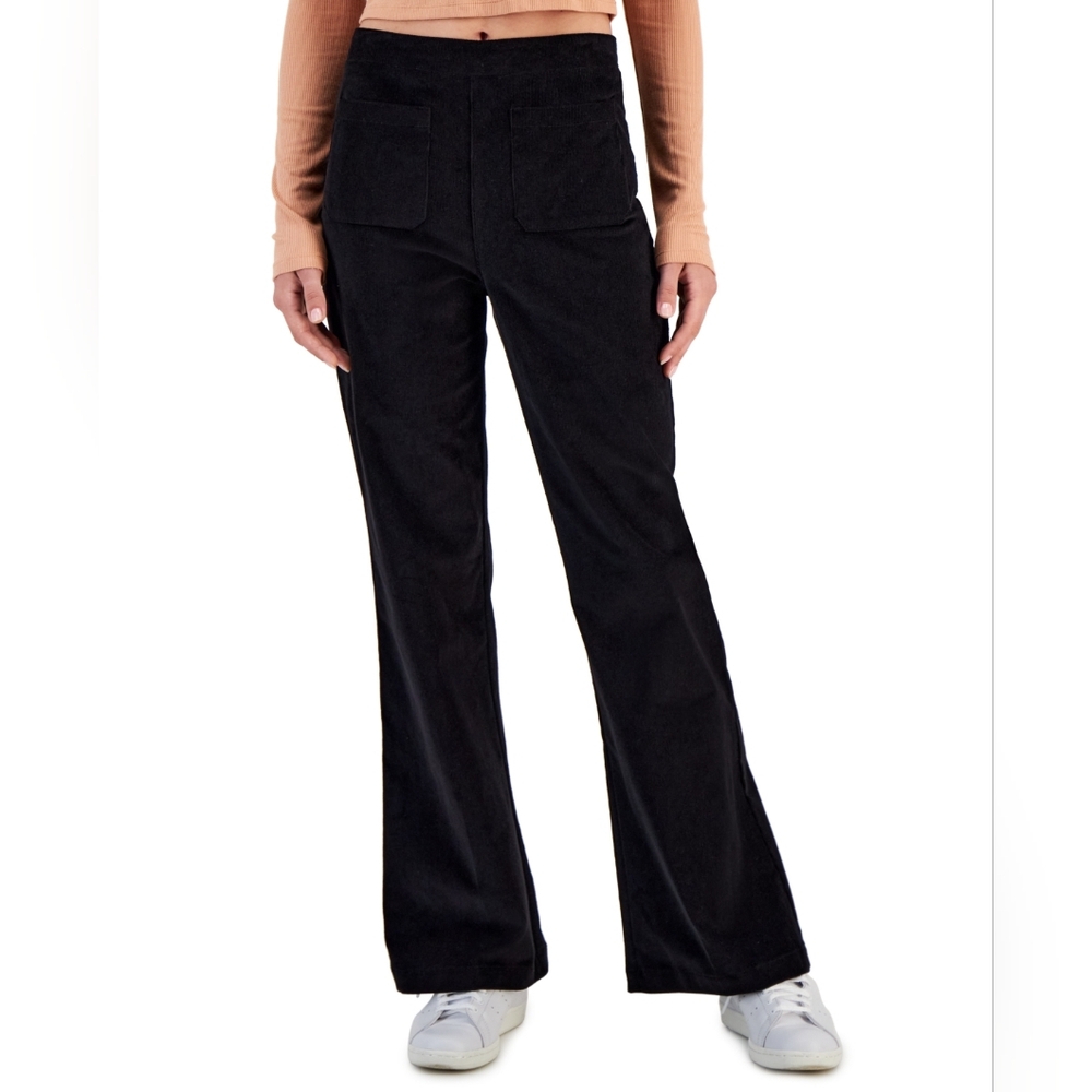 Self Esteem Juniors' Stretch Corduroy Flare-Leg Pants - Black
